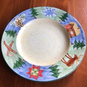 Sierra Bella Ceramica Dinner Plate -Moose Cabin Woods Pine Tree - Wall Decor